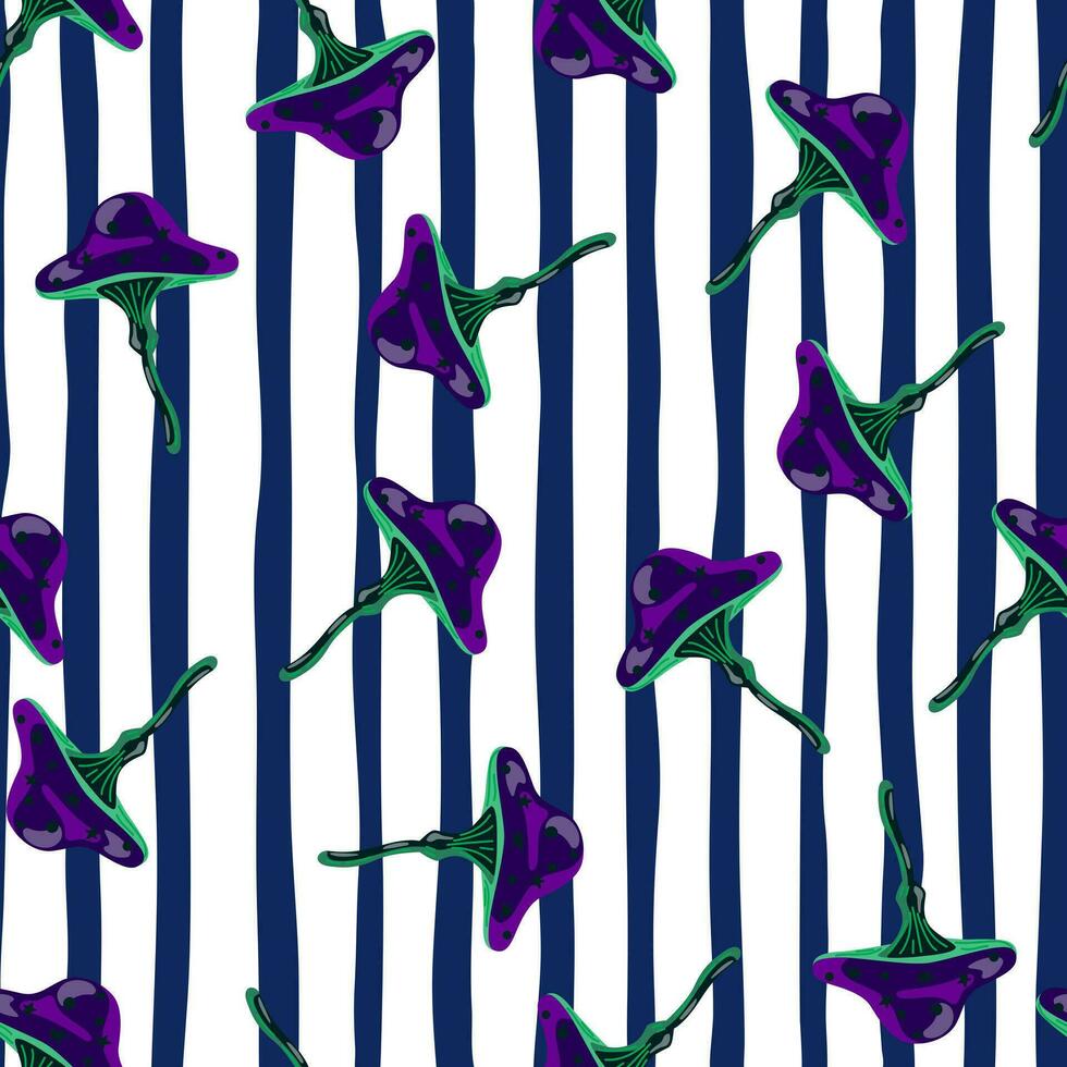 Seamless pattern with fairytail mushrooms. Magical fly agaric wallpaper. vector