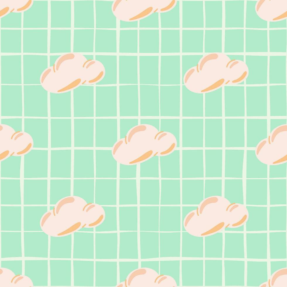 Simple clouds seamless pattern. Primitive art. vector