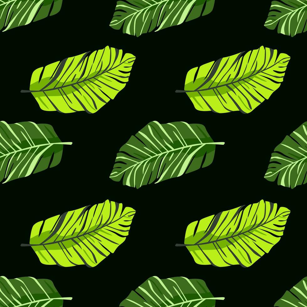 Abstract exotic plant seamless pattern. Botanical leaves wallpaper. Tropical pattern backdrop with palm leaf and floral motifs. vector