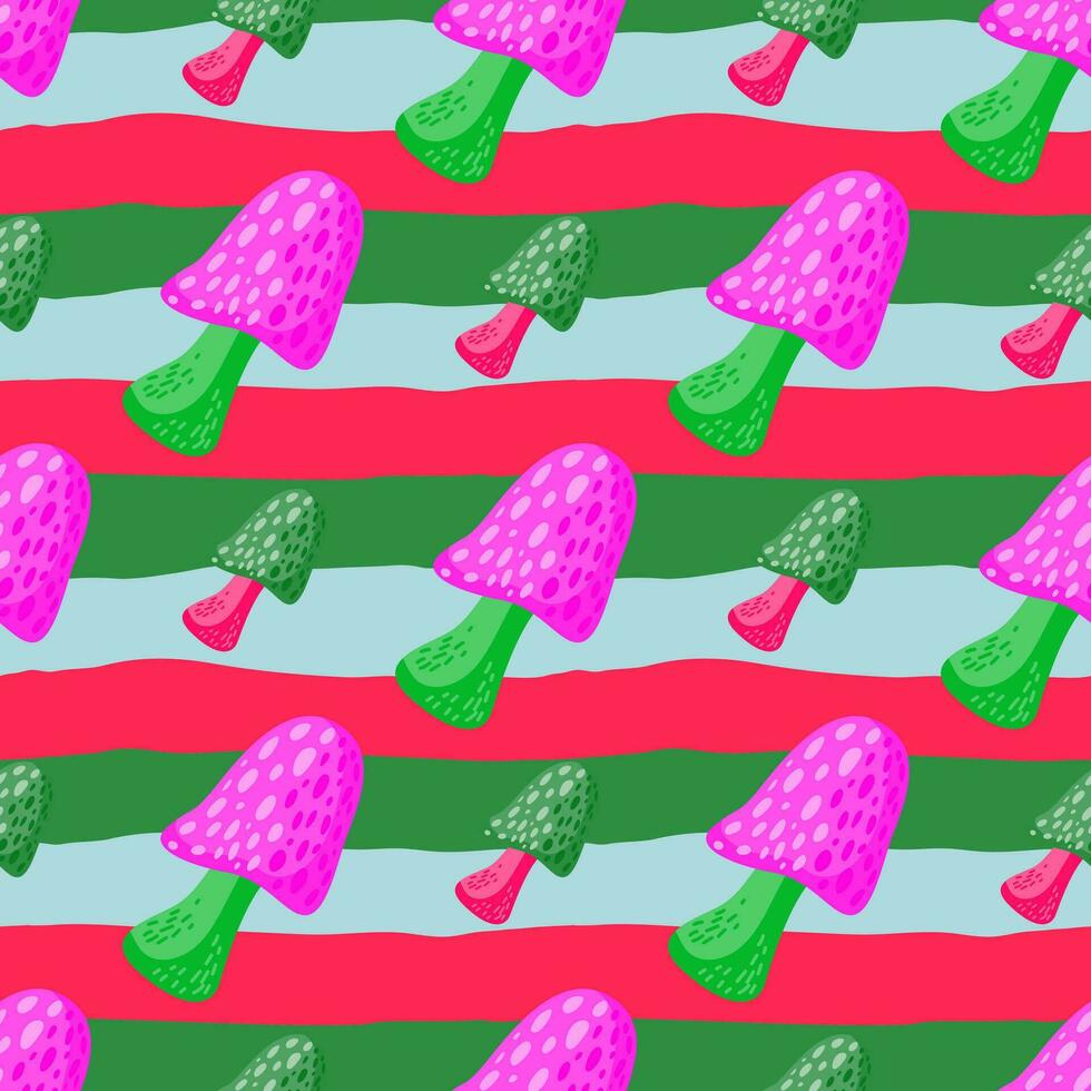 Magical fly agaric wallpaper. Seamless pattern with fairytail mushrooms. vector