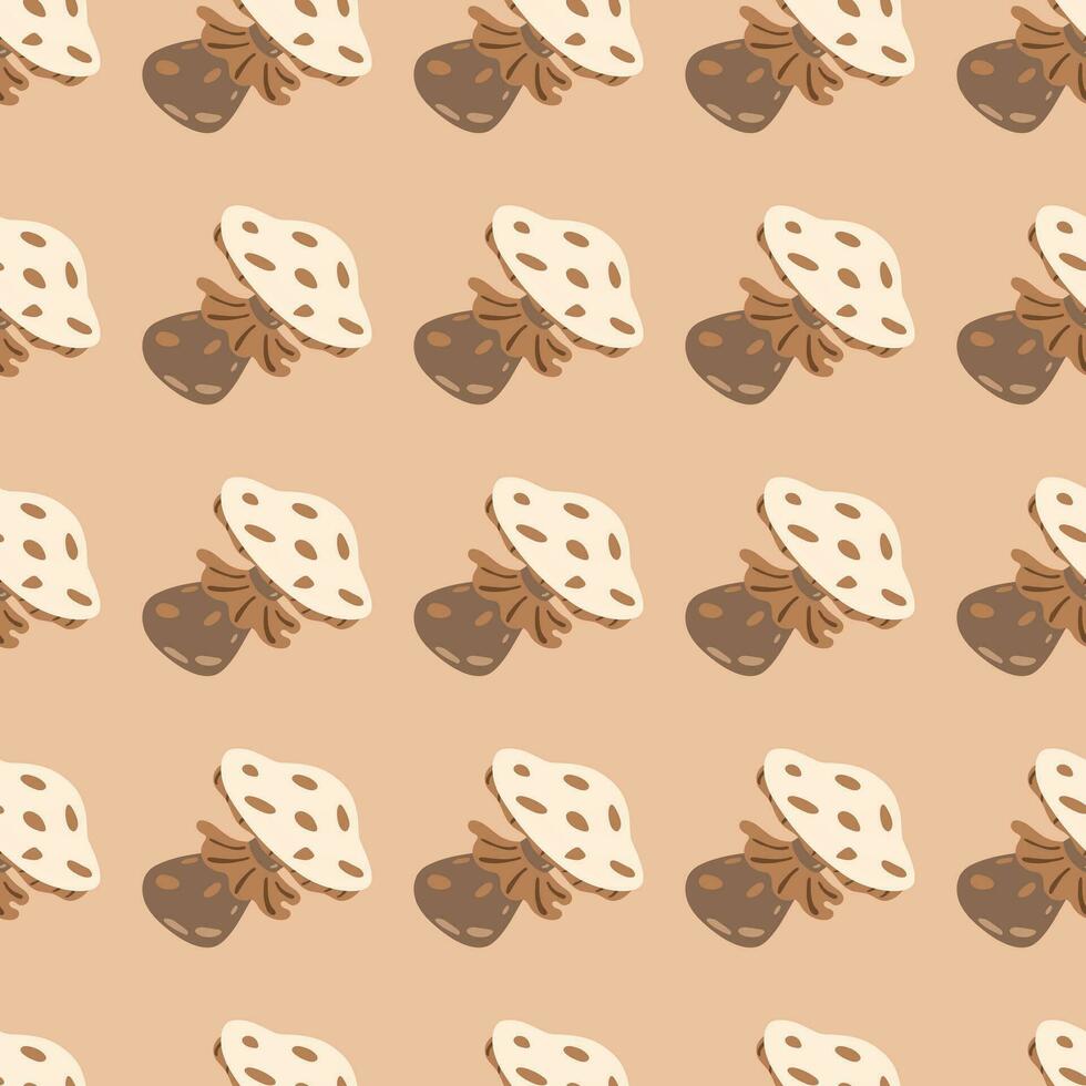 Magical magic fly agaric seamless pattern. Creative mushrooms silhouettes wallpaper. vector
