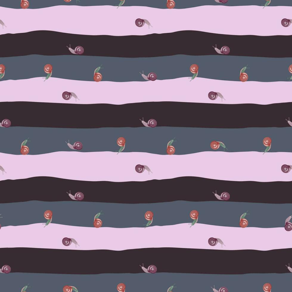 Cute snails seamless pattern. Funny cartoon character wallpaper in doodle style. vector