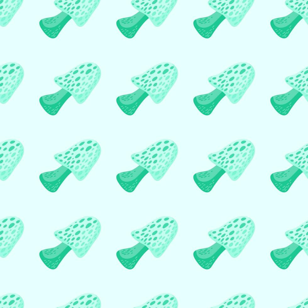 Magical fly agaric wallpaper. Seamless pattern with fairytail mushrooms. vector