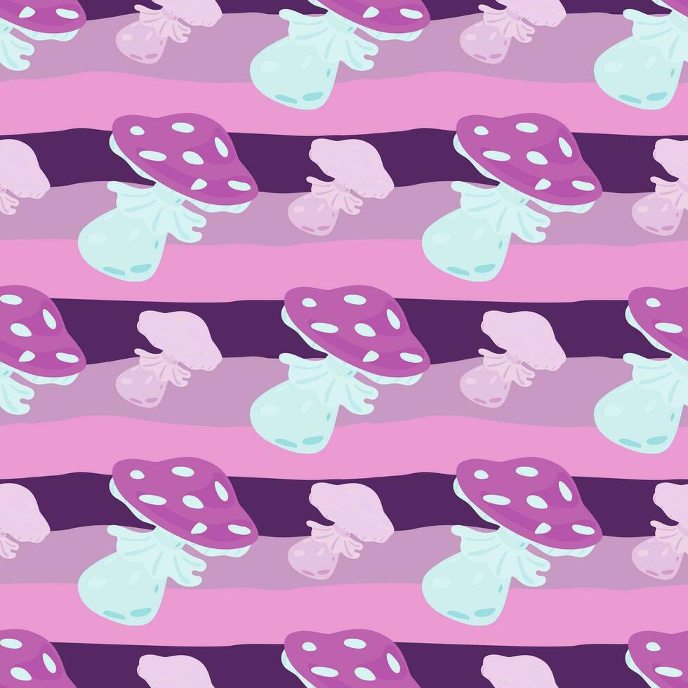 Magical magic fly agaric seamless pattern. Creative mushrooms silhouettes wallpaper. vector