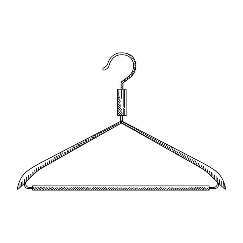 Metal coat hanger in vintage engraved style. Sketch of coat hanger. vector