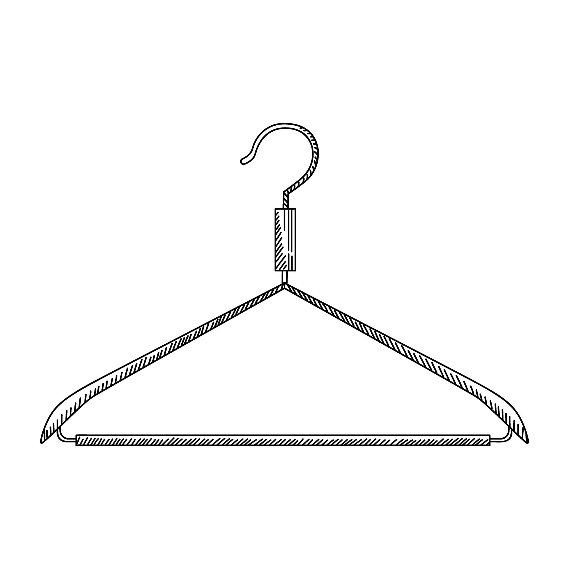 Metal coat hanger in vintage engraved style. Sketch of coat hanger