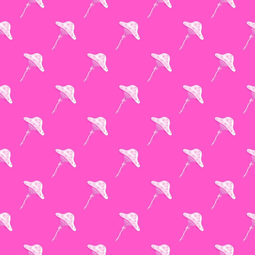 Seamless pattern with fairytail mushrooms. Magical fly agaric wallpaper. vector