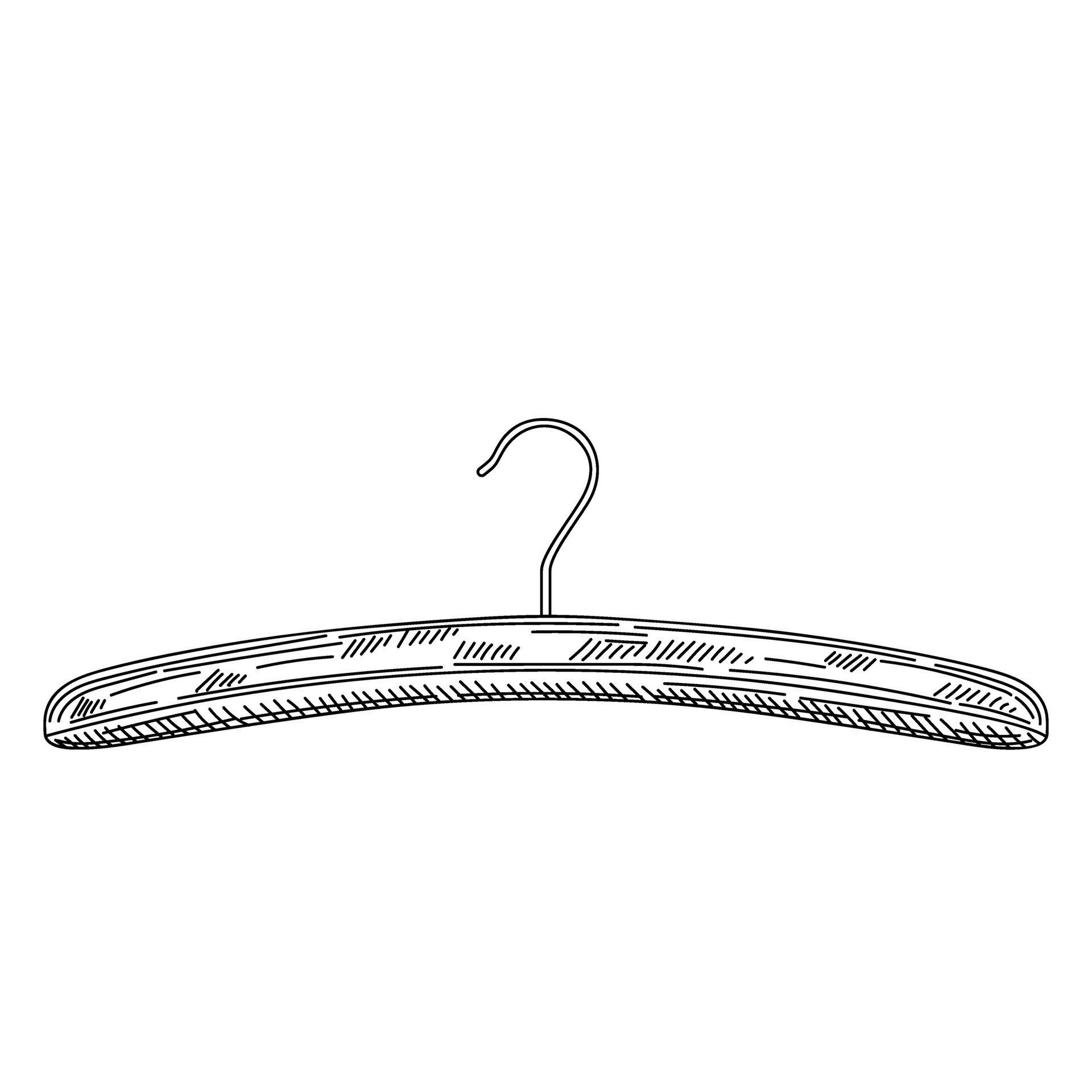 Wooden coat hanger in vintage engraved style. Sketch of coat hanger