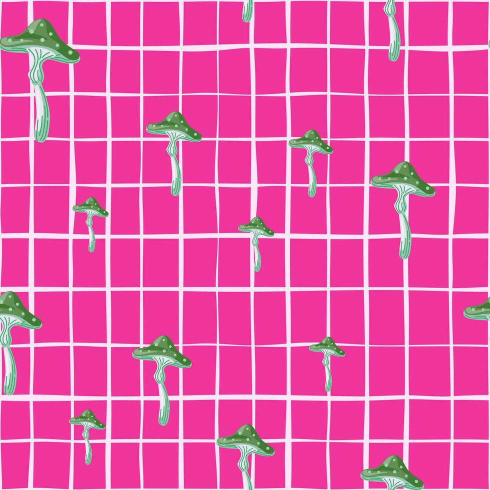 Magical fly agaric wallpaper. Fairytail mushrooms Seamless pattern. vector