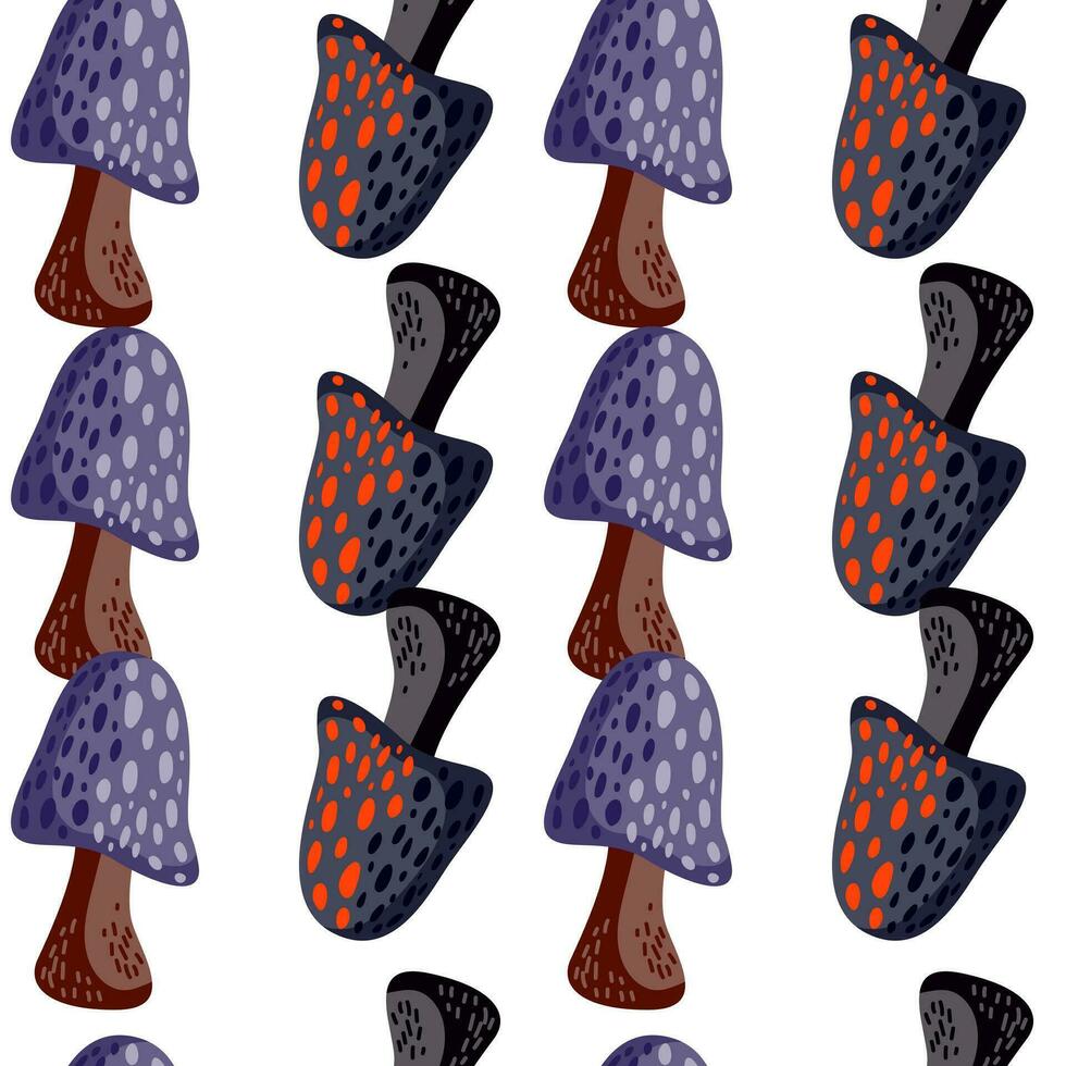 Magical fly agaric wallpaper. Seamless pattern with fairytail mushrooms. vector