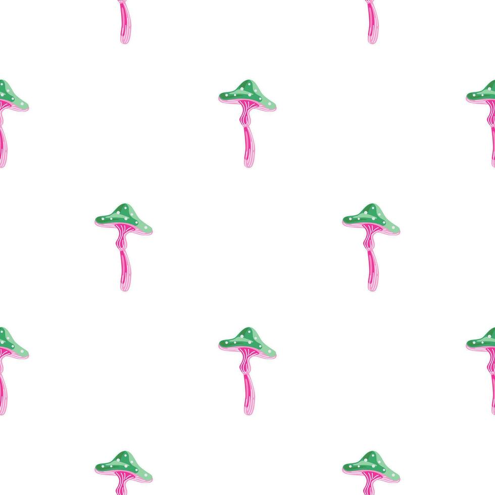 Magical fly agaric wallpaper. Fairytail mushrooms Seamless pattern. vector