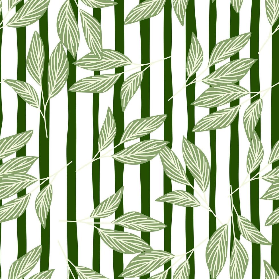 Organic leaves seamless pattern in simple style. Botanical background. vector
