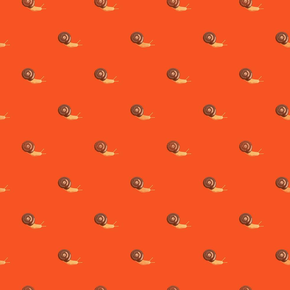 Cute snails seamless pattern. Funny cartoon character wallpaper in doodle style. vector