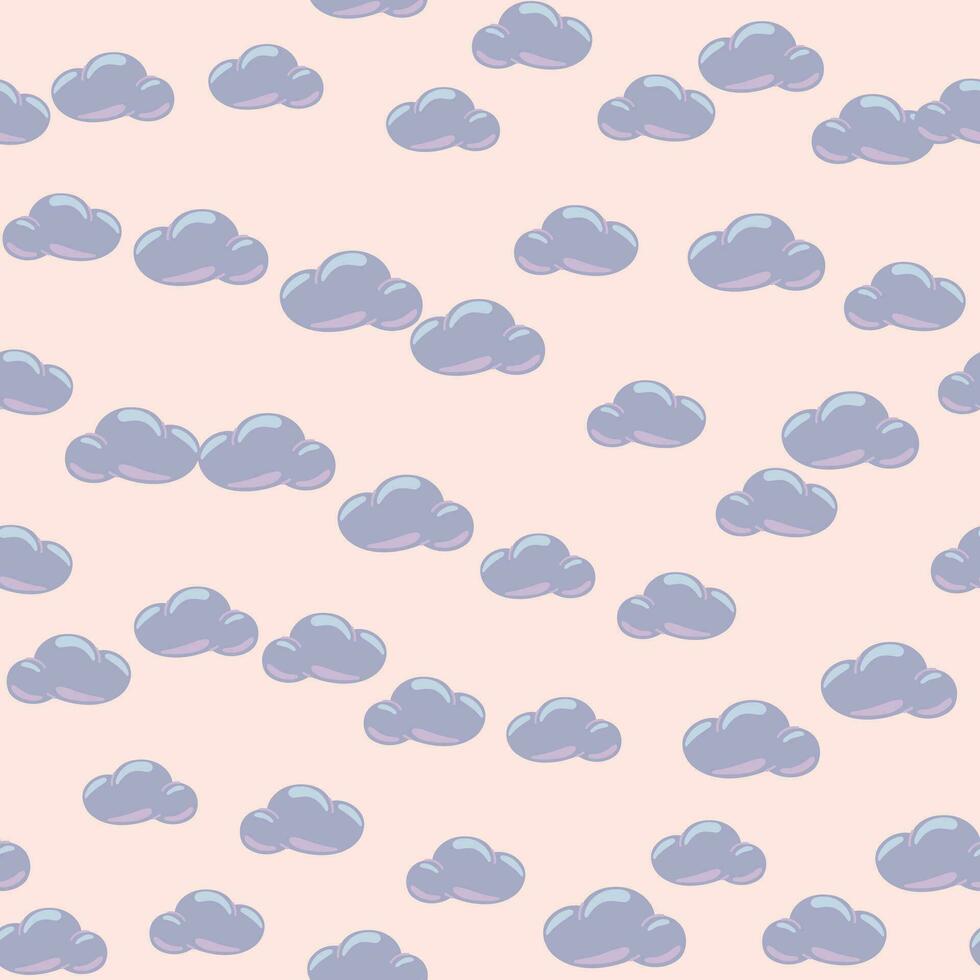 Simple clouds seamless pattern. Primitive art. vector