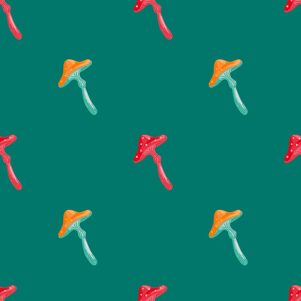 Magical fly agaric wallpaper. Fairytail mushrooms Seamless pattern. vector