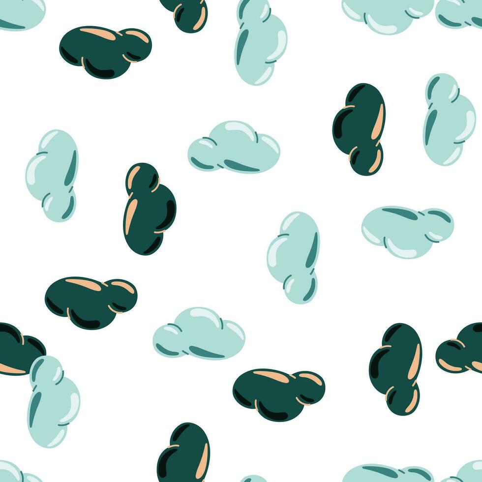 Simple clouds seamless pattern. Primitive art. vector