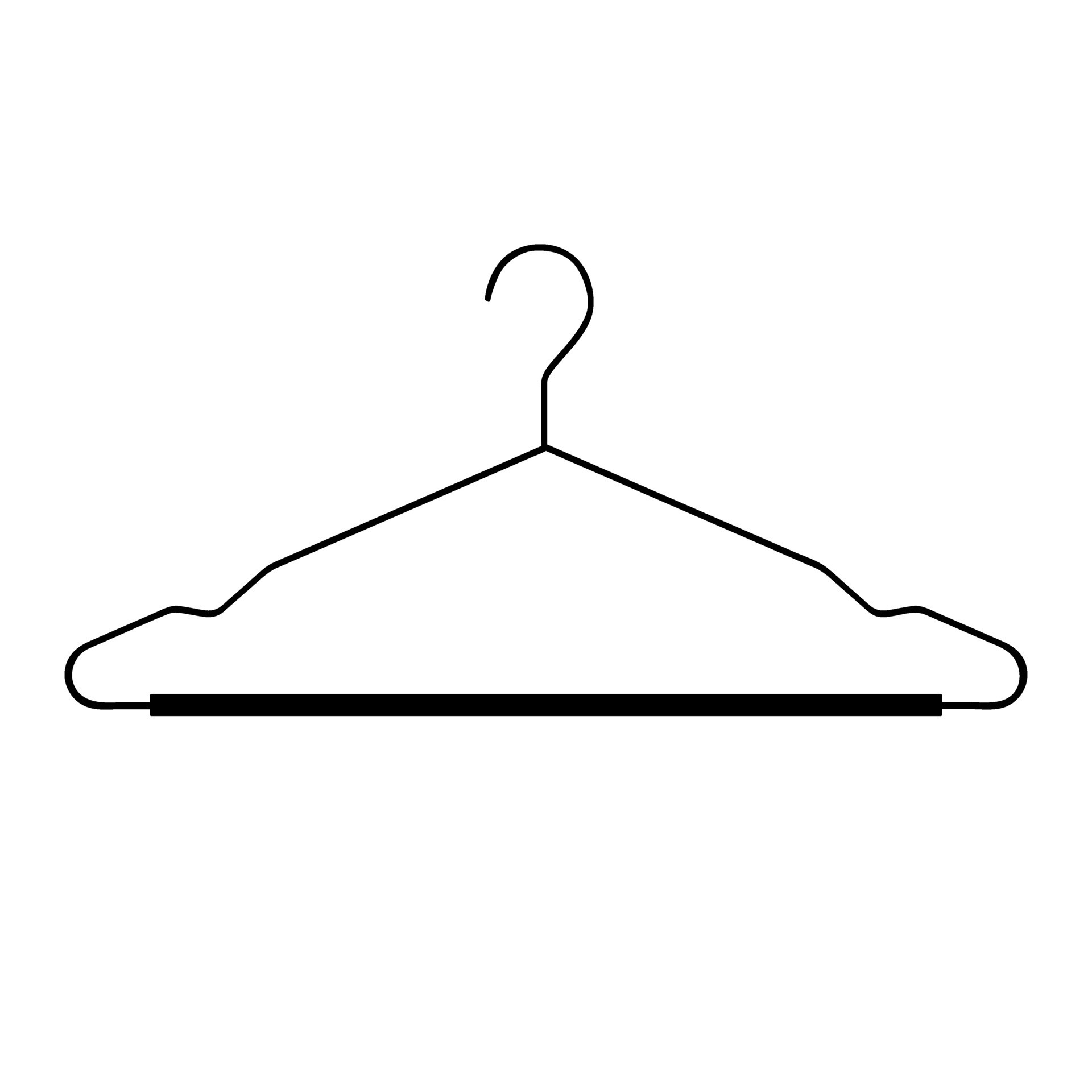 Metal coat hanger outline icon. silhouette coat hanger. Front view