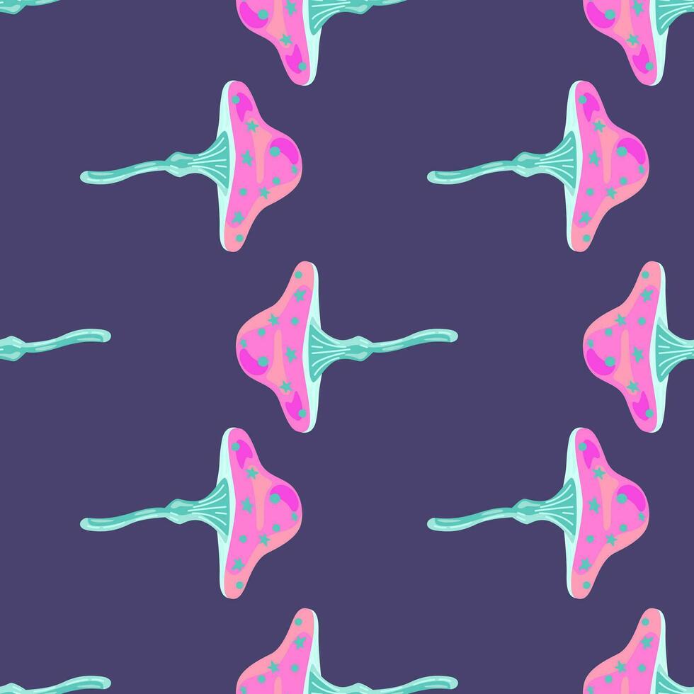 Seamless pattern with fairytail mushrooms. Magical fly agaric wallpaper. vector