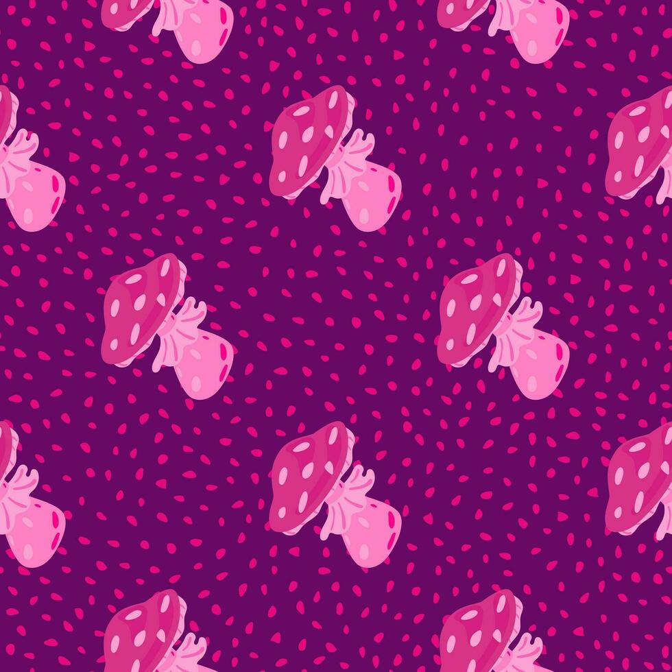 Magical magic fly agaric seamless pattern. Creative mushrooms silhouettes wallpaper. vector