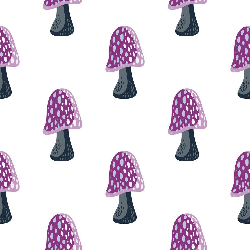 Magical fly agaric wallpaper. Seamless pattern with fairytail mushrooms. vector