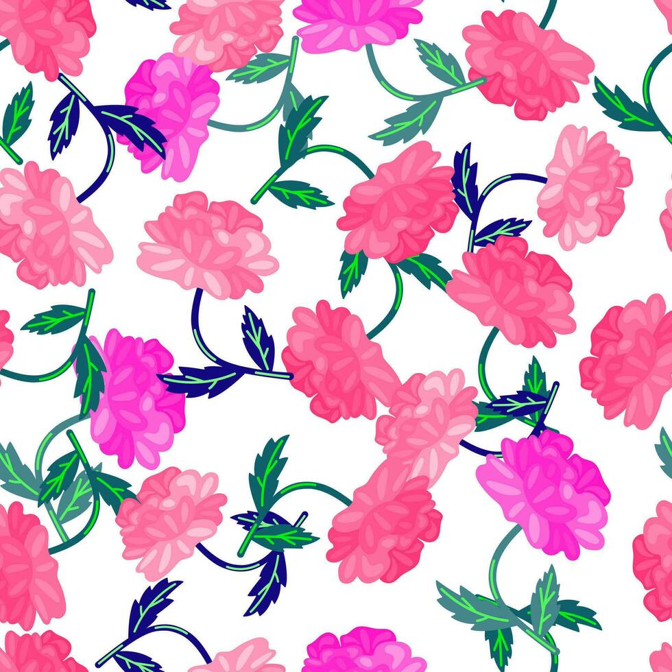 Cute retro flower seamless pattern. Hand drawn floral endless background. vector