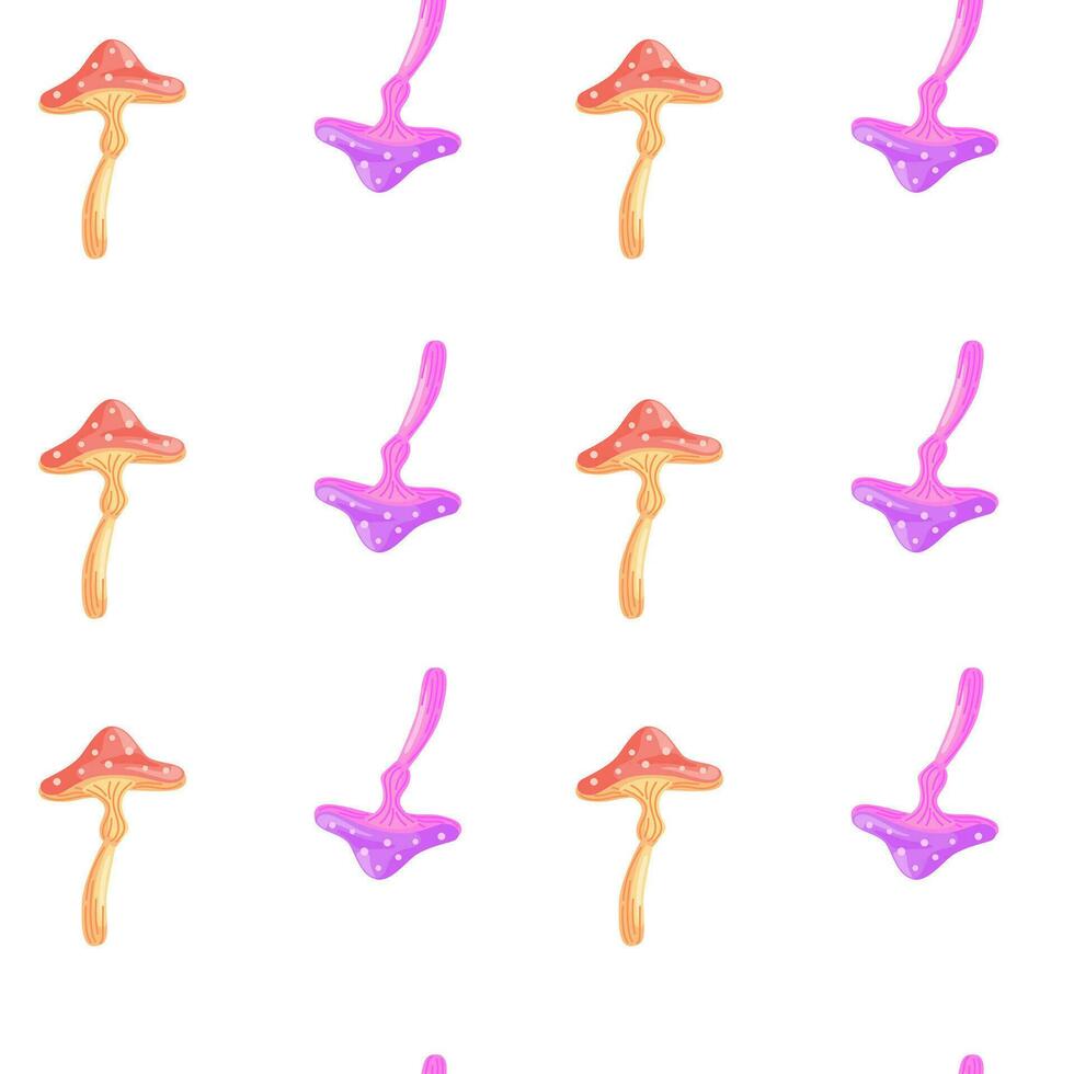 Magical fly agaric wallpaper. Fairytail mushrooms Seamless pattern. vector