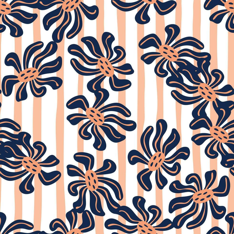 Vintage stylized flowers background. Decorative retro abstract bud flower seamless pattern. vector