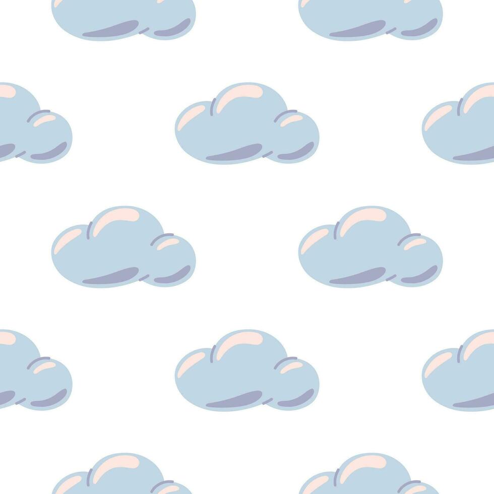 Simple clouds seamless pattern. Primitive art. vector