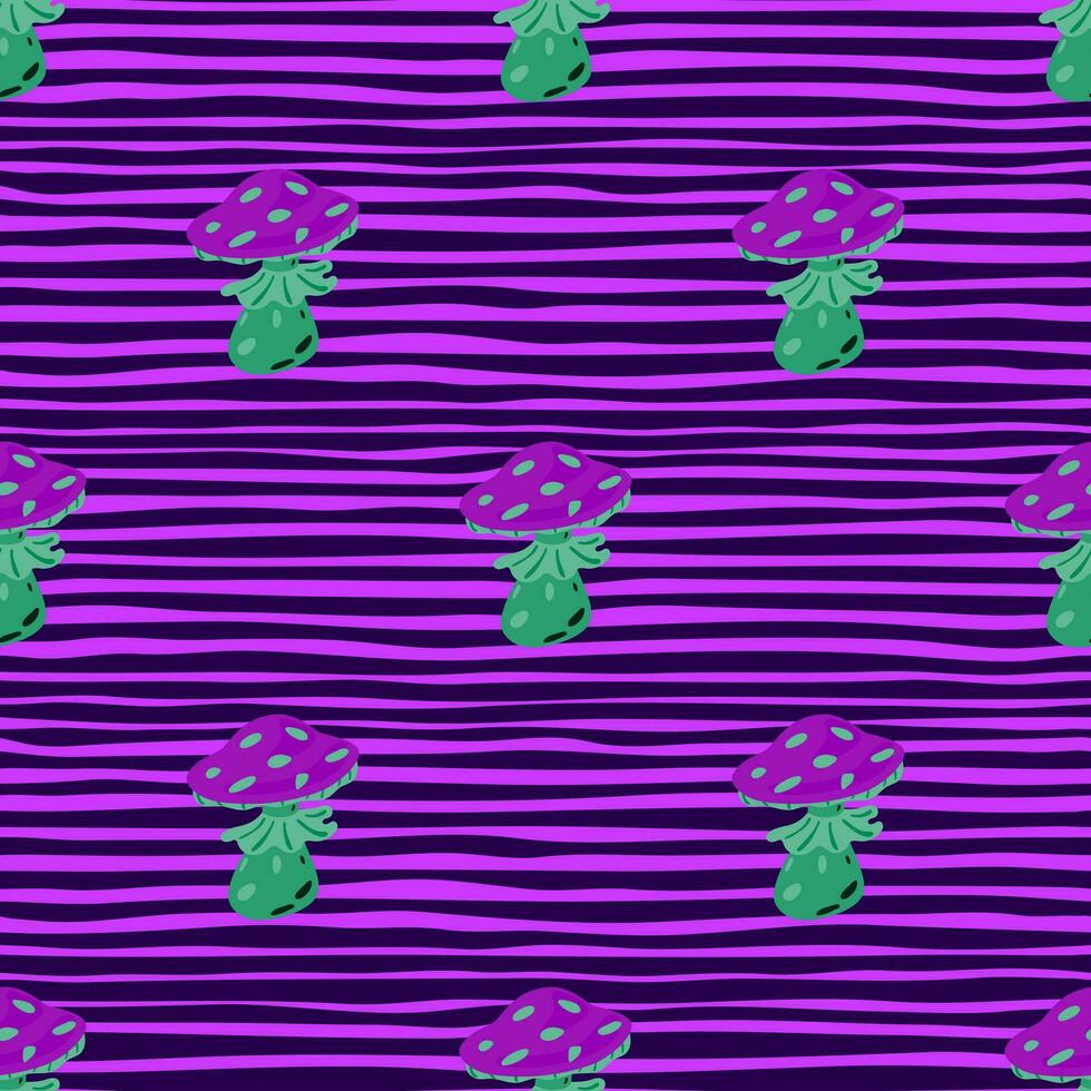 Magical magic fly agaric seamless pattern. Creative mushrooms silhouettes wallpaper. vector