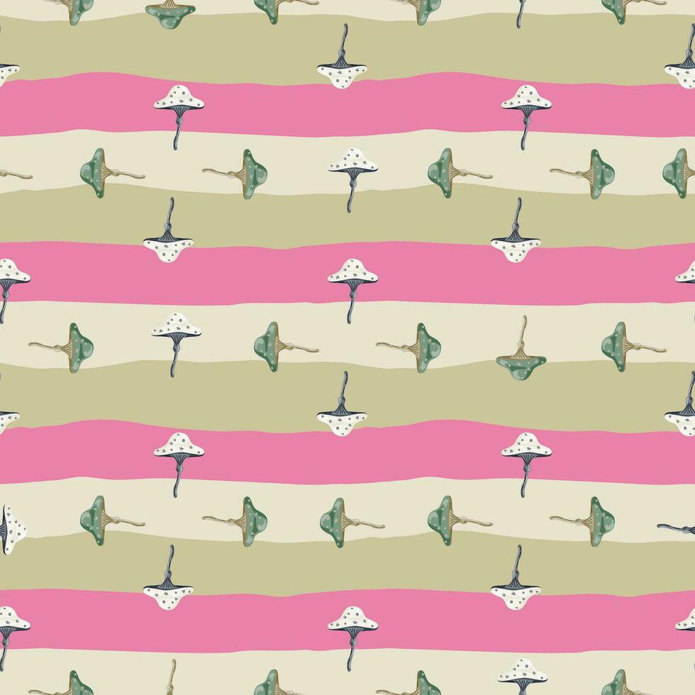 Seamless pattern with fairytail mushrooms. Magical fly agaric wallpaper. vector