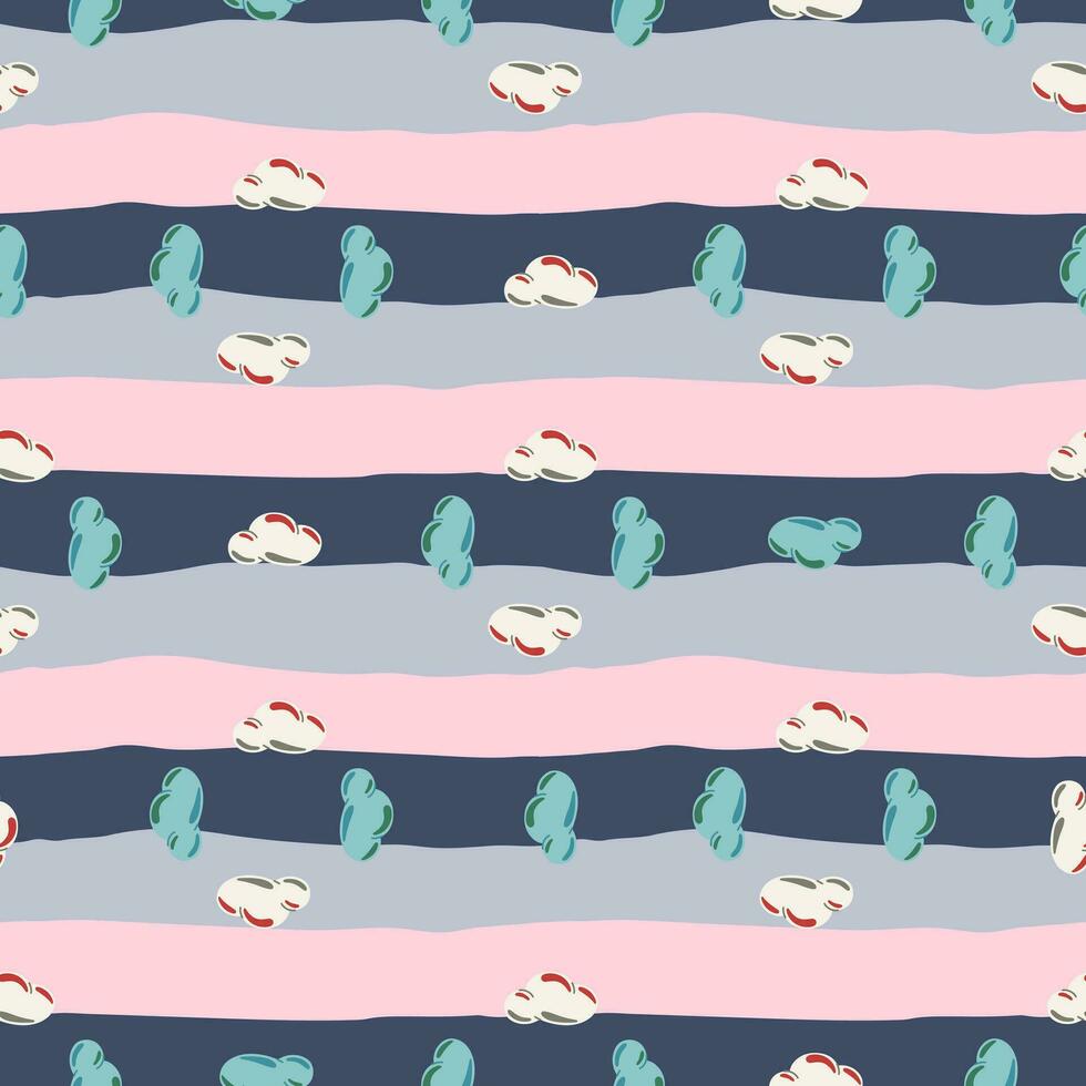 Simple clouds seamless pattern. Primitive art. vector