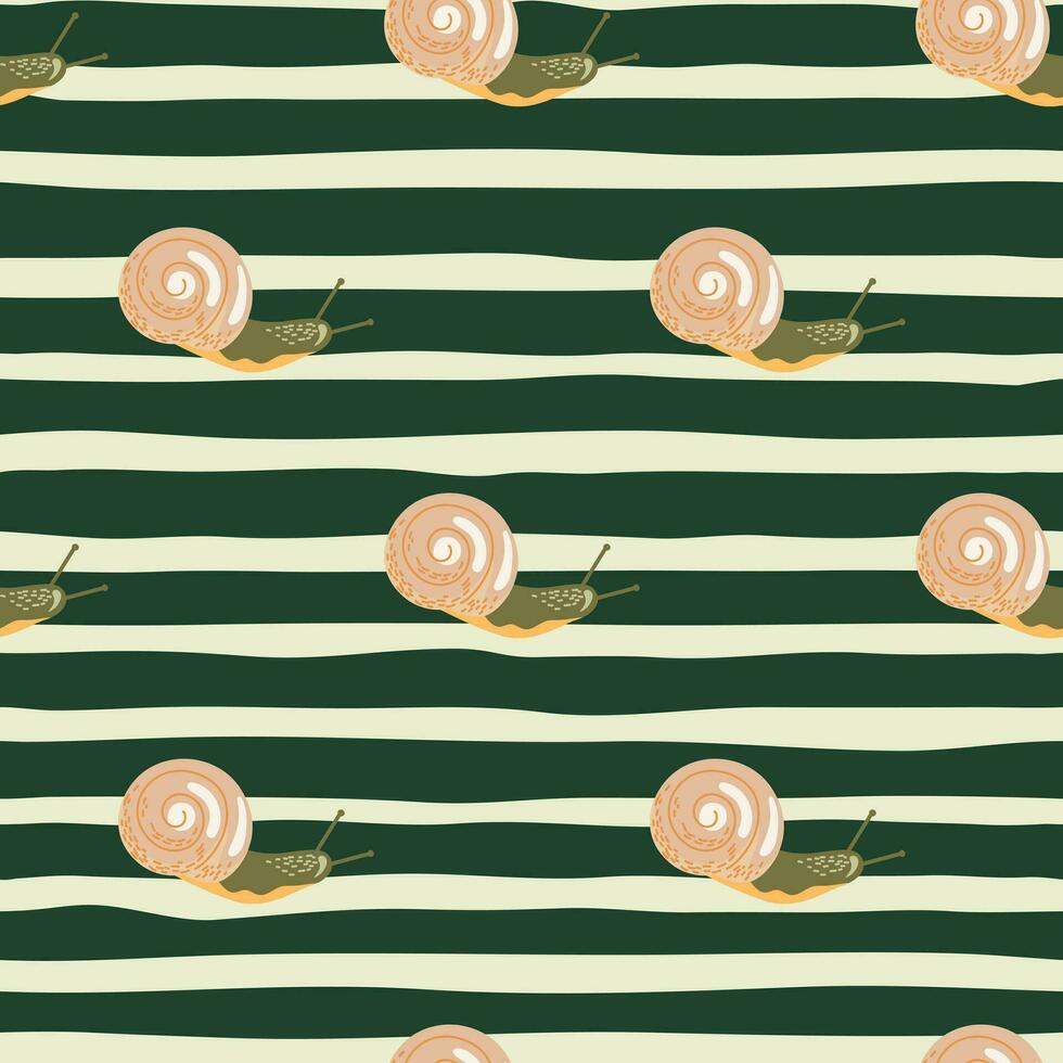 Cute snails seamless pattern. Funny cartoon character wallpaper in doodle style. vector