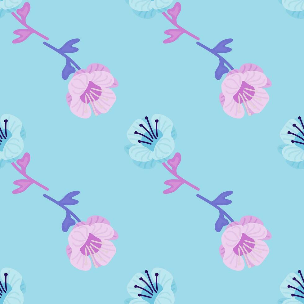 Stylized cute flower seamless pattern in simple style. Abstract floral endless background. vector