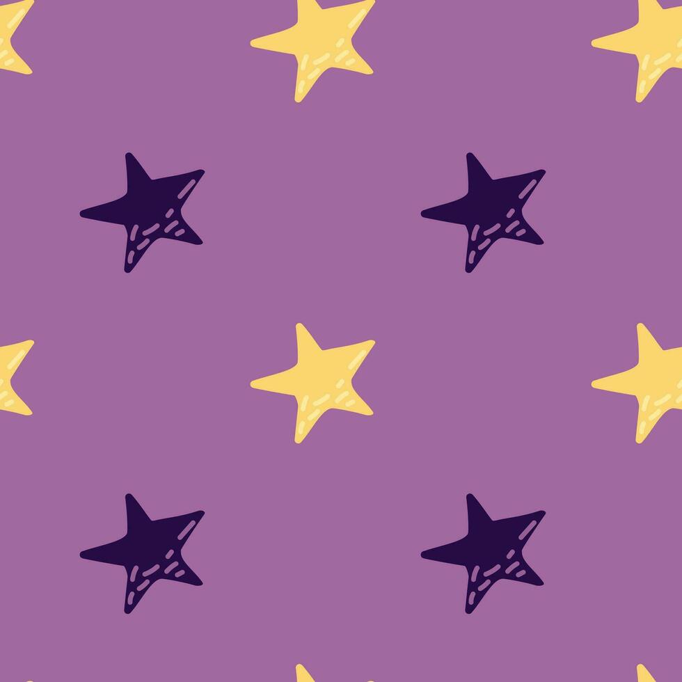 Cute stars seamless pattern in doodle style. Constellation wallpaper vector