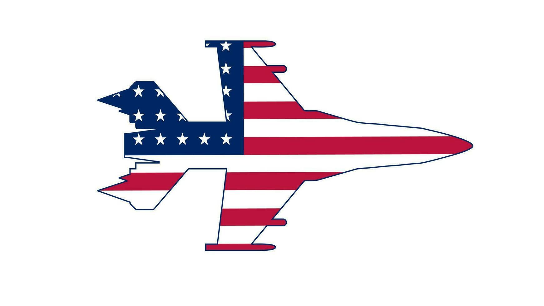Fighter jet with American flag icon design vector illustration