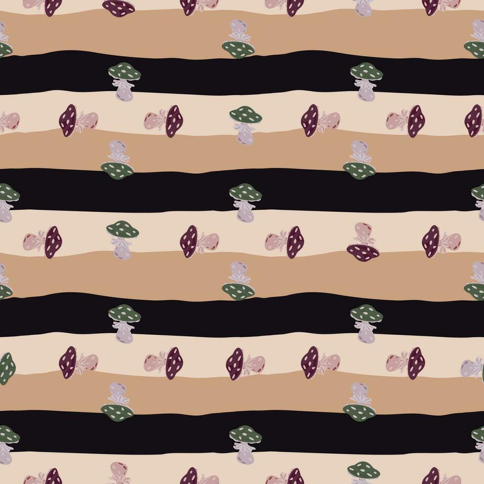 Magical magic fly agaric seamless pattern. Creative mushrooms silhouettes wallpaper. vector