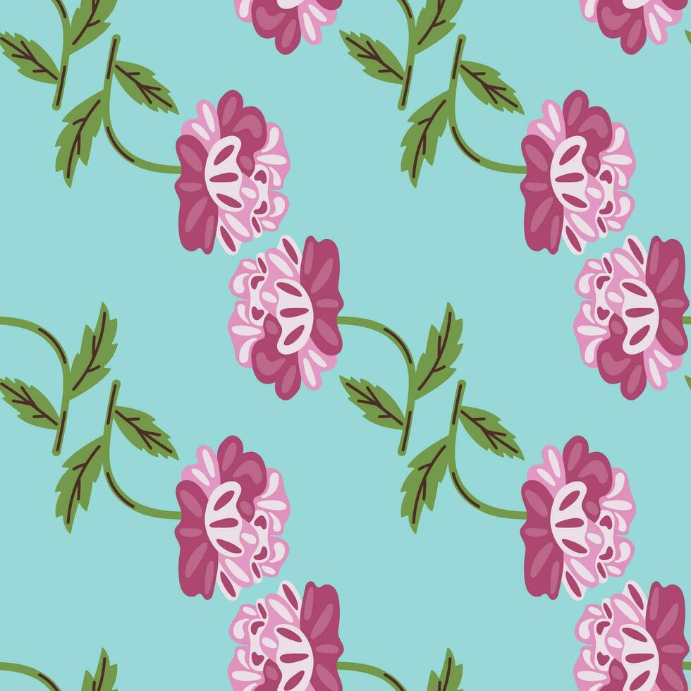 Cute retro flower seamless pattern. Hand drawn floral endless background. vector