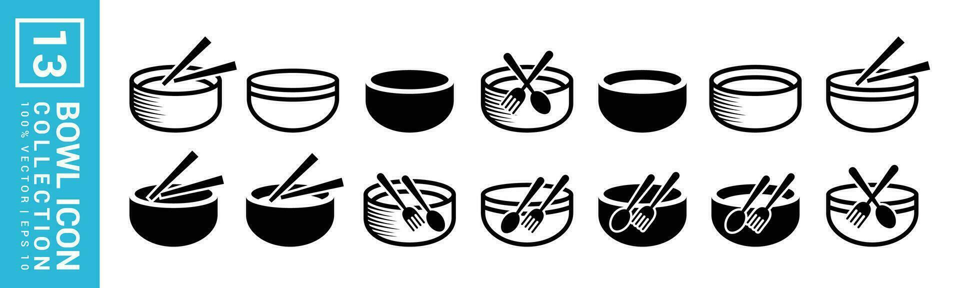 Bowl icon collection, suitable for food, restaurant, diner, editable and resizable vector EPS 10.