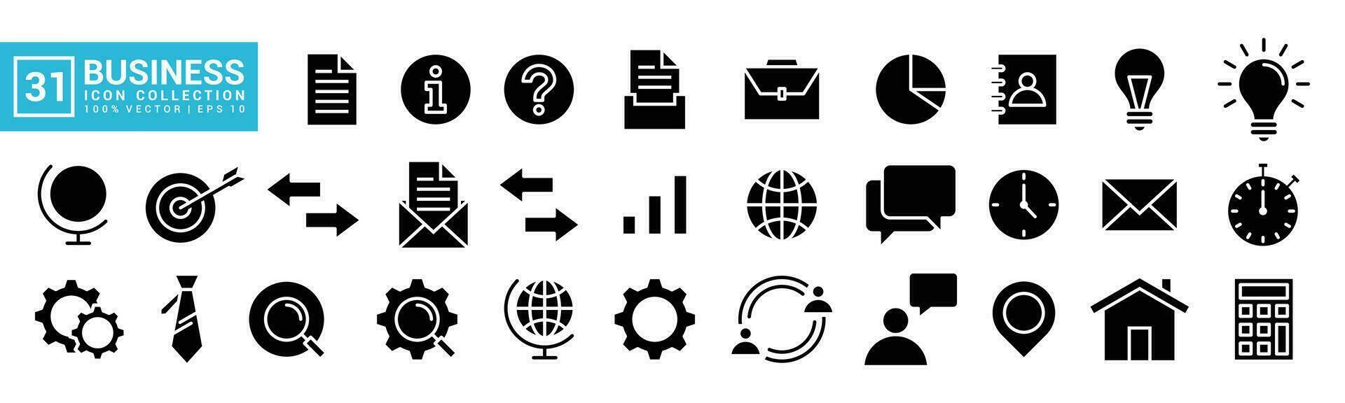 Collection of business icons, marketing, finance, strategy, statistics, work, editable and resizable vector EPS 10.