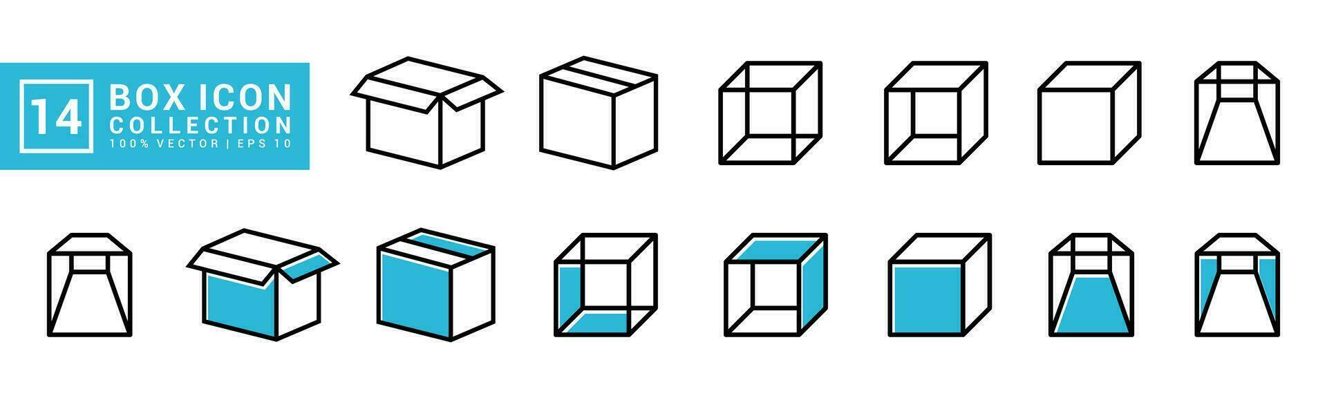 Vector graphic of box icon collection, editable and resizable vector EPS 10.