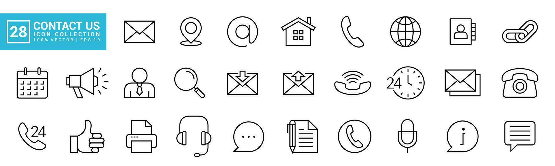 Collection icon of contact us, contact, address, location, call, editable and resizable EPS 10. vector