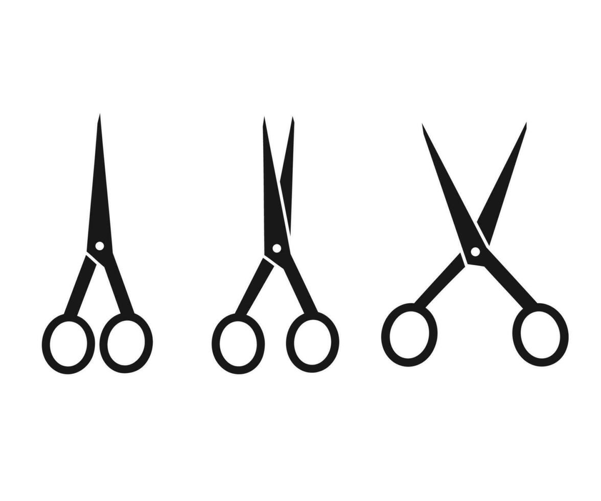 Cutting scissors icon set. Hairdresser or barber scissors. Haircut or tailor instrument. vector