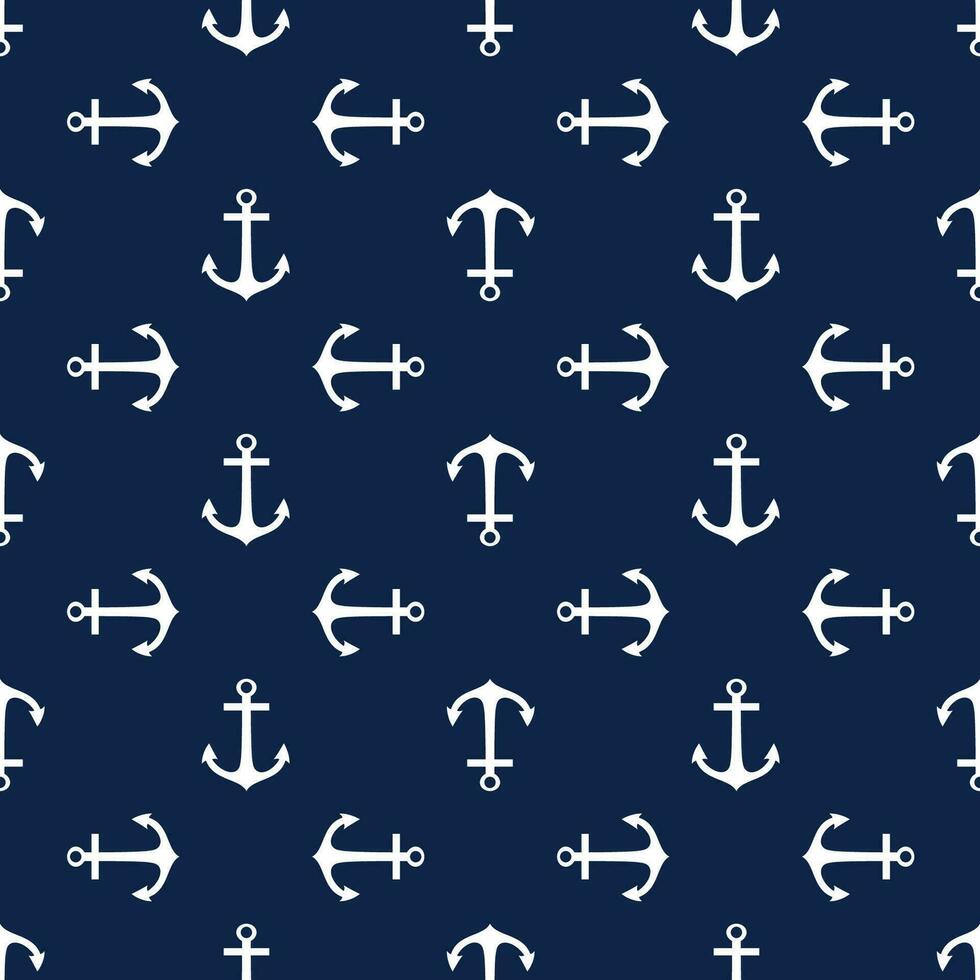 Seamless vector pattern with anchors. Background in marine style. Vector illustration