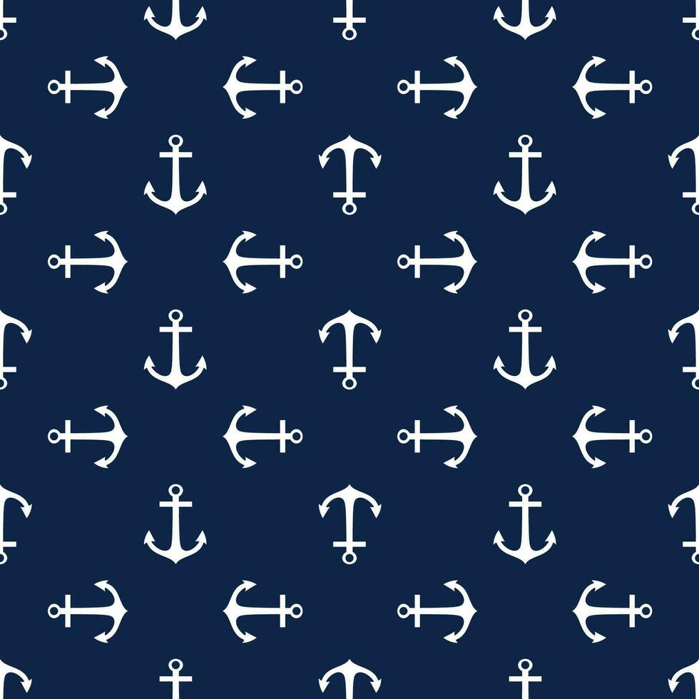 Seamless vector pattern with anchors. Background in marine style. Vector illustration