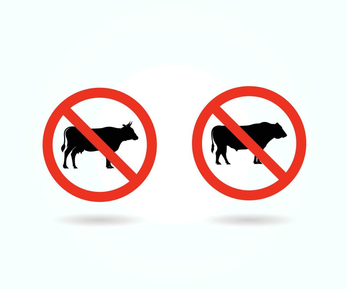 No Cow Sign Vector Illustration. No  Bull Sign Vector. No Cow Allowed Symbol Vector
