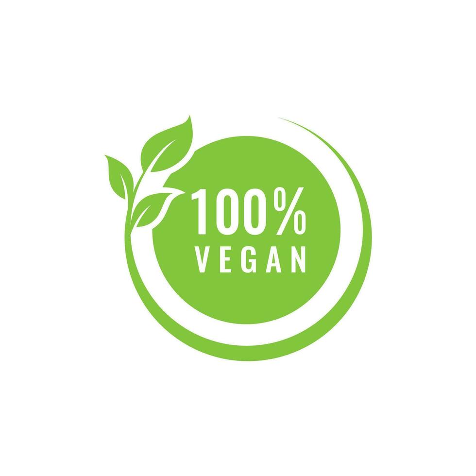 100 percent vegan logo vector icon template