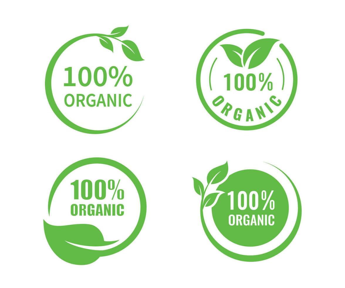 conjunto de orgánico vector logo diseño. conjunto de verde eco etiquetas.