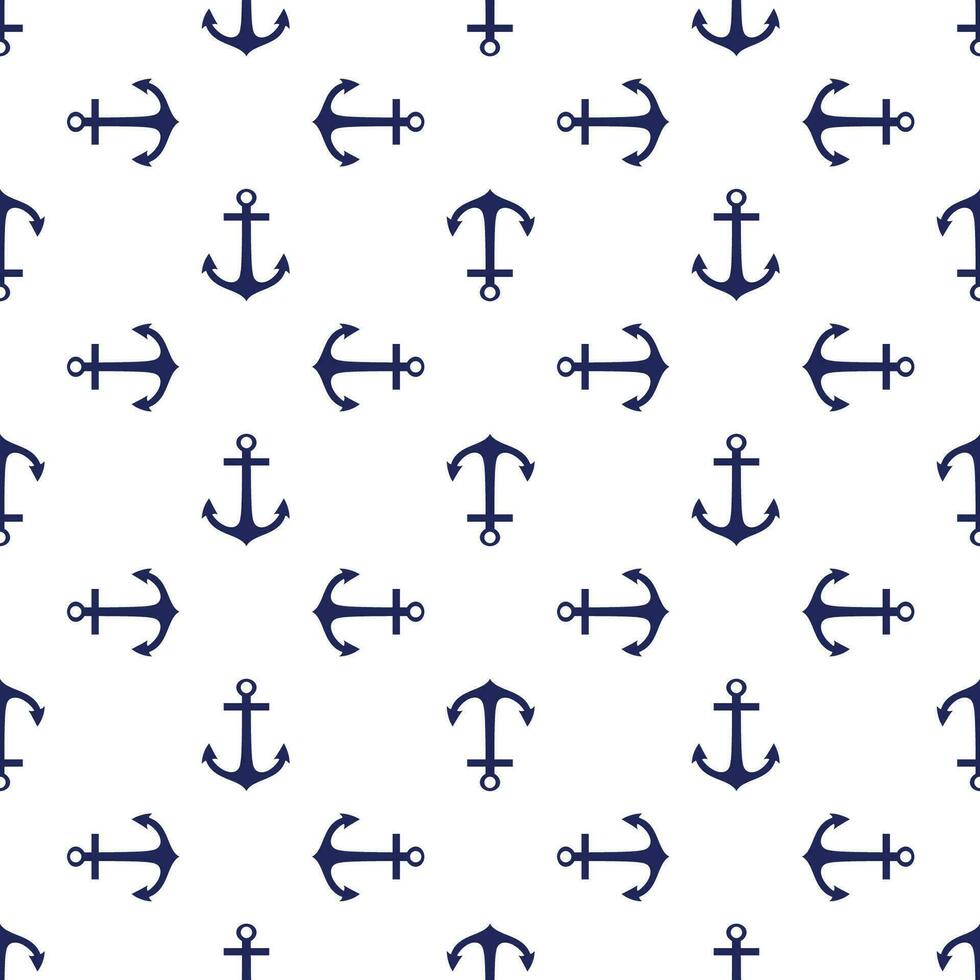 Seamless vector pattern with anchors. Background in marine style. Vector illustration
