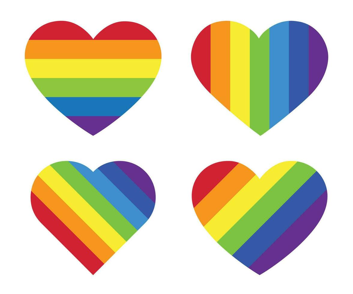 homosexual amor concepto. corazón con seis arco iris rayas. gay orgullo bandera y lgbt orgullo bandera, símbolo de lesbiana, homosexual, bisexual vector