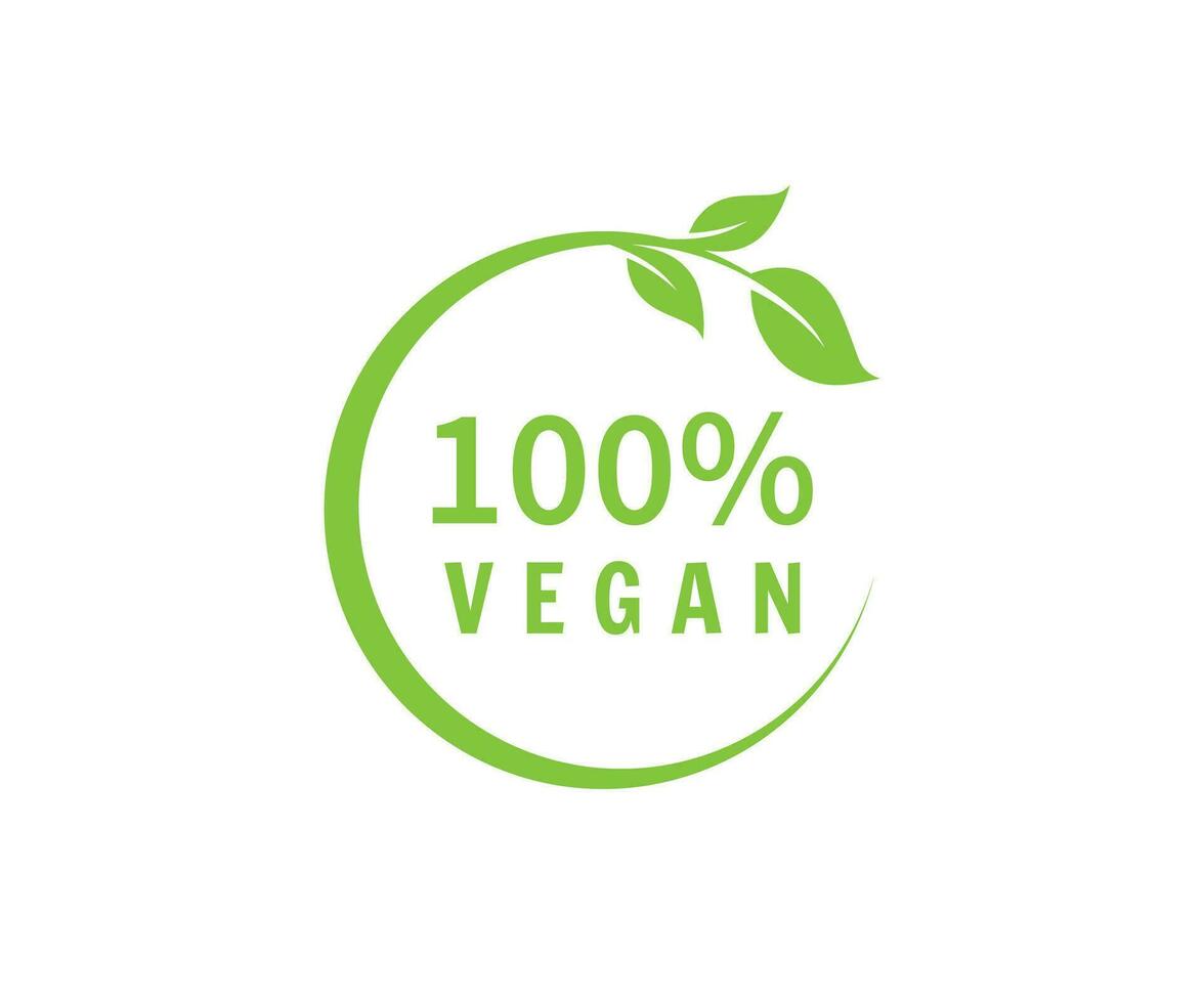 Vegan symbol. 100 vegan icon vector illustration.